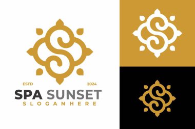 Letter S Spa Sunset Logo design vector symbol icon illustration clipart