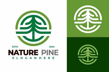 Nature Pine Linear Logo design vector symbol icon illustration clipart