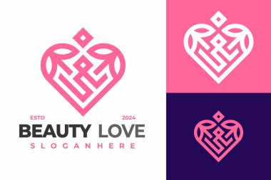 S Harfi Beauty Love logo tasarım vektör simgesi illüstrasyonu