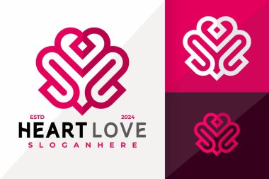 M Kalbi Logo Simgesi Vektör Tasarımı Seviyor. Yaratıcı basit logolar illüstrasyon tasarlıyor