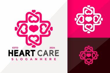 Kalp Bakımı Tıbbi Logo Simgesi Vektör Tasarımı. Yaratıcı basit logolar illüstrasyon tasarlıyor