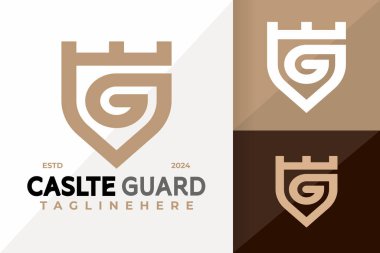 Letter G Castle Guard Logo Icon Vector Design clipart