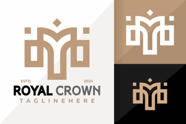 M harfi Royal Crown Zarif Logo Simgesi Vektör Tasarımı