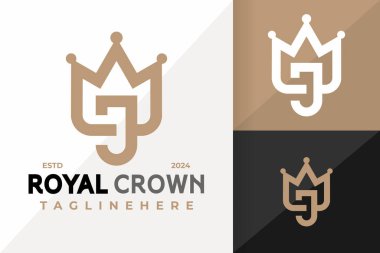 J Crown Logo Simgesi Vektör Tasarımı