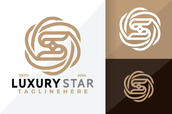 Letra Lujo Estrella Logo Icono Diseño Vector Ilustración — Vector de stock