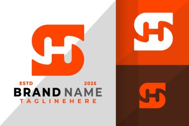 Sh Harfi veya Hs Logo Simgesi Vektör Tasarımı Çizimi
