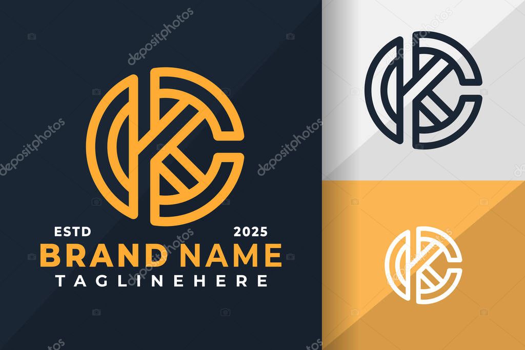 Initial Letter Ck or Kc Monogram Logo Icon Vector Design Illustration