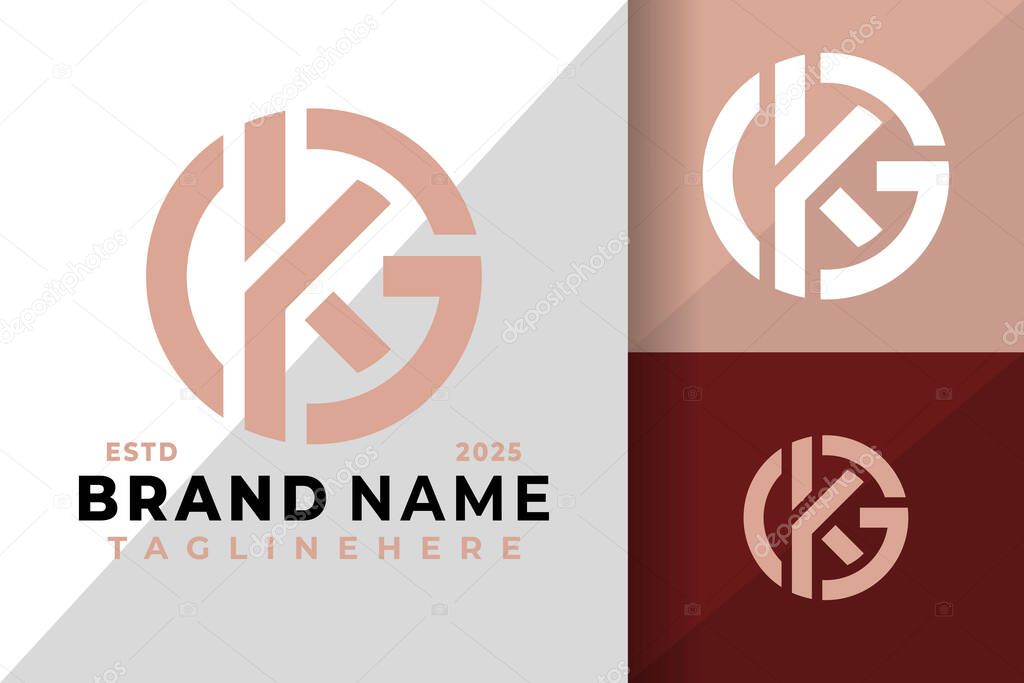 Initial Letter Gk or Kg Monogram Logo Icon Vector Design Illustration