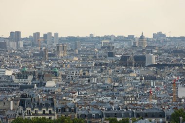 Paris, panoramic aerial view of Champs Elysees boulevard and other building landmarks. High quality photo