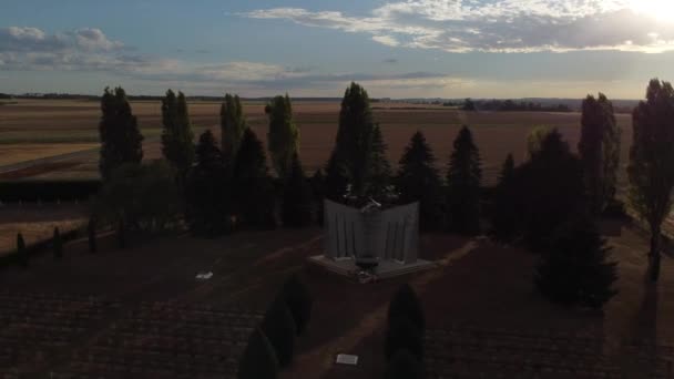 Aerial Drone View Polish War Cemetery Urville Caen France High — Stockvideo
