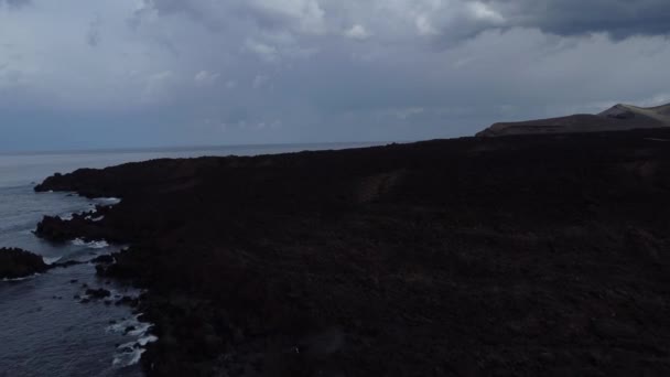 Aerial View Volcanic Lake Golfo Lanzarote Canary Islands Spain High — Vídeo de Stock