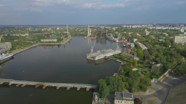 Pohled Shora Nikolajevovo Město Vytvořený Pomoci Bezpilotního Letounu Most Přes — Stock video