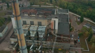 View of a waste processing plant in Ukraine. Pipe, smoke, pollution. Video 4K.