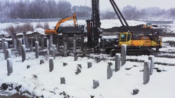 Ukraina Obwód Lwowski 2021 Plac Budowy Budowa Nowego Budynku Mieszkalnego — Wideo stockowe