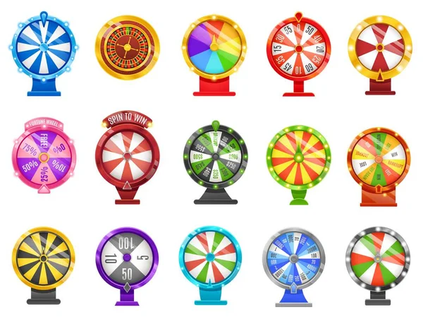 Glücksräder Glückliche Chance Roulette Rad Drehung Gewinnen Kreise Und Casino — Stockvektor