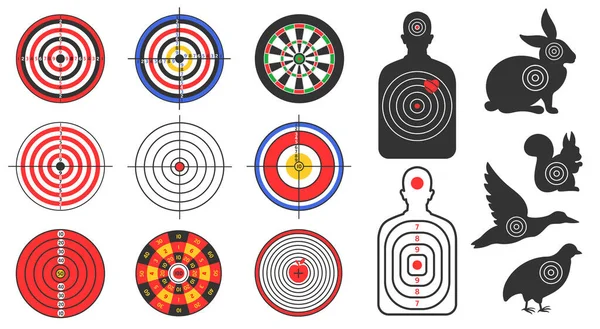 Shooting Range Target Human Animals Silhouette Targets Bullet Shoot Ranking — Stock Vector