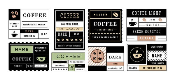 Minimum Kahve Etiketi Şablonu Kahve Çekirdeği Ambalajı Geometrik Çerçeve Vektör — Stok Vektör