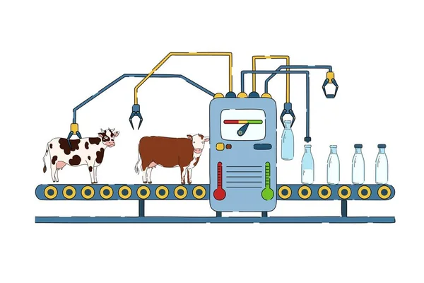 Μεταφορέας Παραγωγής Γάλακτος Γαλακτοκομικά Προϊόντα Βιομηχανική Παραγωγή Φυσικό Επεξεργασμένο Γάλα — Διανυσματικό Αρχείο