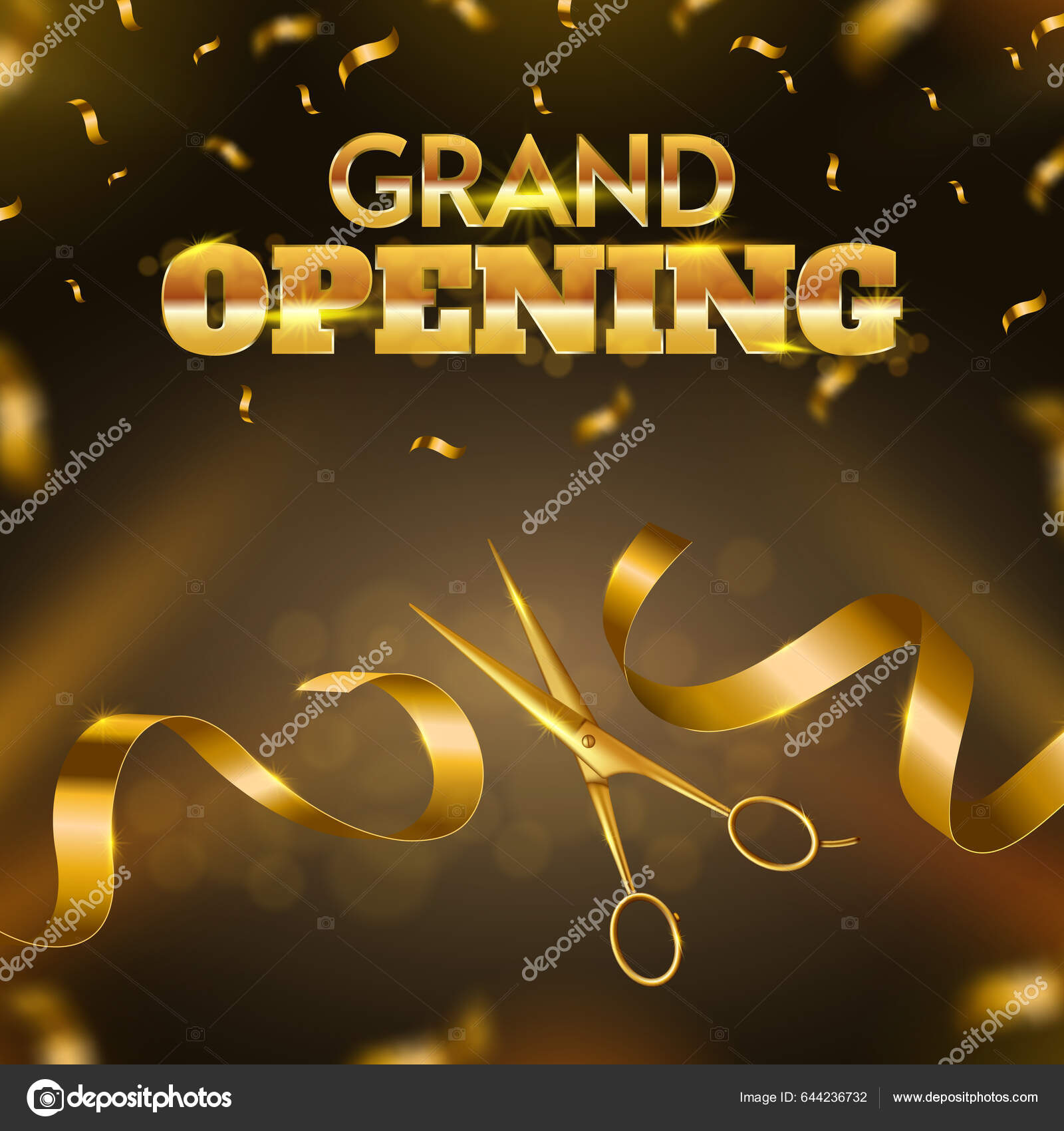 Grand Opening Ribbon Cutting Ceremony Golden Scissors Cut Ribbon