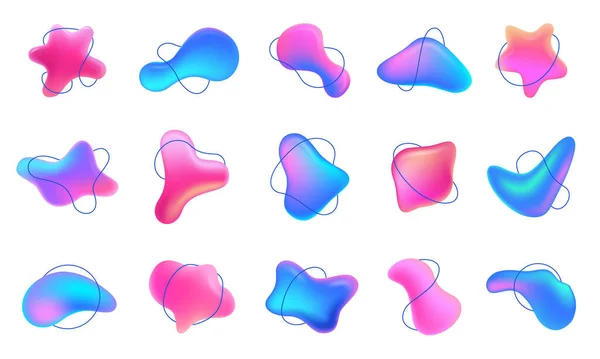 Abstrakte Blob Form Farbverläufe Dynamische Fluidhintergründe Und Lebendige Dreidimensionale Gradientenformen — Stockvektor