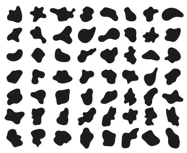 Mancha Formas Máscara Formas Líquidas Abstractas Únicas Fondos Negros Orgánicos — Archivo Imágenes Vectoriales