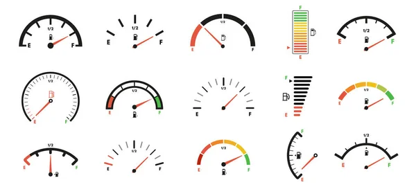 게이지의 측정기 자동차 계기판 설계를 가솔린 표시기 집합의 게이지 다이얼 — 스톡 벡터