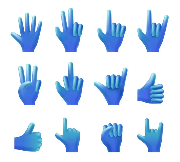 Handgester Samling Pekade Finger Gest Hög Fem Eller Hej Viftande — Stock vektor