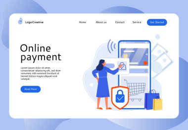 İnternetten alışveriş yapan bir kadın. Mobil uygulama perakendecisi, telefonla ticaret siparişi, akıllı telefon e-ticaret illüstrasyonlu müşteri