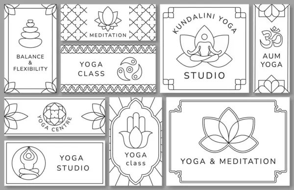 Modelli Studio Yoga Fiore Loto Meditazione Armonia Equilibrio Flyer Banner Grafiche Vettoriali