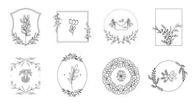 Minimalist çerçeve, çiçek açan ve el yapımı yapraklar, davetiyeleri, kartları ve sanatsal projeleri geliştirmek için mükemmel dizayn ediyor.