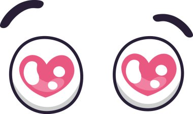 Kalp şeklindeki iki göz, sevgi, tutku ve romantik duygular yayar. Sevgi ve neşe yansıtan hoş ve sevimli bir görüntü çizerler.