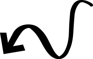 Siyah ok dalgalı bir çizgi ile aşağı ve sol, bir el çizimi etkisi yaratıyor, yönleri vurgulamak için mükemmel ya da tasarımlara bir kapris dokunuşu eklemek için