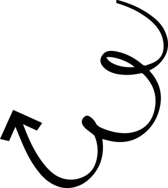 Sürekli çizilen çizgi yukarı doğru eğimli bir ok oluşturarak, dolambaçlı bir yolculuğu ya da yöndeki önemli bir değişimi temsil eder, gelişimi ve hareketi somutlaştırır.