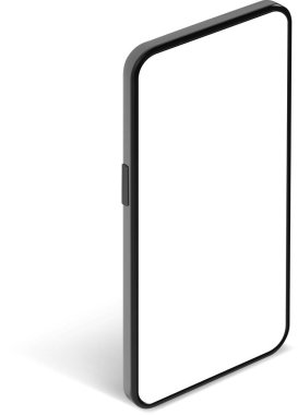 Boş beyaz ekranlı modern akıllı telefon, mobil uygulamaları, web sitelerini veya tasarımları görüntülemek için mükemmel, beyaz bir arkaplanda izole edilmiş, temiz ve profesyonel bir sunum sunuyor