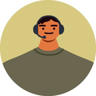 Kulaklık takan erkek müşteri hizmetleri temsilcisi destek veriyor ve soruları cevaplıyor, müşteri memnuniyetini profesyonellik ve uzmanlıkla sağlıyor