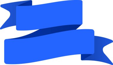 İki hafif dalgalı mavi kurdele kısmen örtüşüyor, temiz beyaz arkaplan üzerine özel metin veya tasarım ögeleri eklemek için uygun büyük bir kopya alanı oluşturuyor