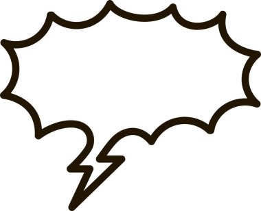 Yıldırım kuyruklu sivri bir konuşma balonu iletişime dinamik ve enerjik bir his katar. Heyecan, aciliyet ya da güçlü bir mesaj iletir.