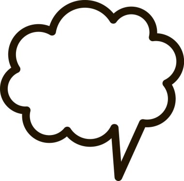 Sivri kuyruklu boş düşünce balonu izleyicileri kendi düşüncelerini, fikirlerini ya da sohbetlerini hayal etmeye davet ediyor, iletişimi, beyin fırtınasını ve kendini ifade etmeyi temsil ediyor.