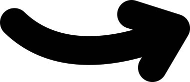 Siyah kavisli ok, temiz beyaz arkaplanı işaret ediyor. Basit, modern bir tasarımda yönü, hareketi ve ilerlemeyi sembolize ediyor.