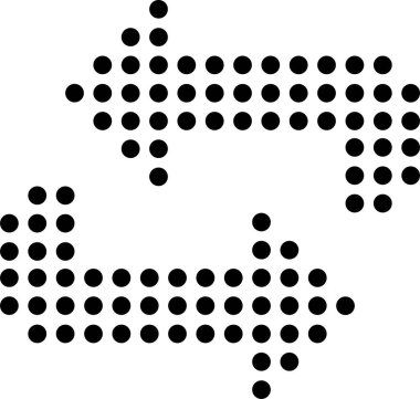 İki noktalı ok zıt yönleri gösteriyor. Karşıt güçler, seçimler ya da değişim hissi veren dinamik bir görsel belirti oluşturuyor.