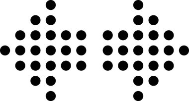 İki siyah elmas şekil bir daire deseni kullanılarak oluşturulur, temiz beyaz arka planda bir simetri ve modern tasarım hissi uyandırır, çeşitli tasarım projeleri için uygundur.