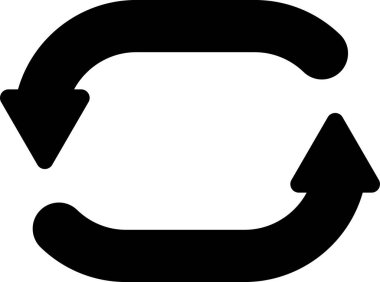 Dairesel bir hareketle dönen iki kıvrımlı siyah ok, sürekli bir süreci temsil ediyor ve sonsuz akış ve dönüşümle dairesel ekonomi kavramını somutlaştırıyor.