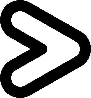 Yuvarlak kenarlı, sade, koyu siyah ok çeşitli dijital ve baskı tasarımlarında yön, ilerleme veya navigasyonu belirlemek için idealdir