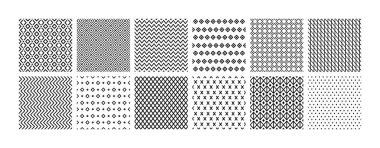 Basit soyut geometrik çizgiler, dikişsiz desenler. Zigzag çizgileri, doğrusal kapak ızgaraları ve elmas şekilli minimalist arka planlar. vektör koleksiyonu.