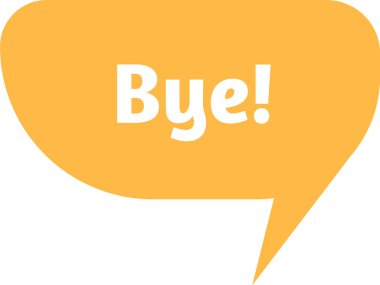 Beyaz arkaplanda veda eden sarı konuşma balonu, iletişim ve sosyal medya bağlamlarında vedalaşma veya ayrılma için idealdir