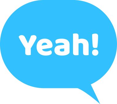 Evet sözcüğünü içeren mavi konuşma balonu, onay, kabullenme ve iletişim ve sosyal etkileşimlerdeki coşkuyu temsil ederken anlaşma ve pozitifliği iletiyor.