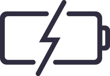 Elektronik cihazlar için şarj ve enerji tazeleme sürecini temsil eden bir pil simgesini simgeleyen minimalist vektör illüstrasyonu