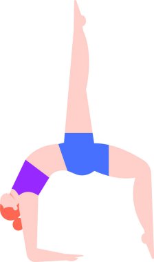 Yoga eğitmeni Urdhva Dhanurasana pozu vererek, egzersiz ve esneklik yoluyla fiziksel ve zihinsel sağlığını minimalist beyaz zemin üzerinde teşvik ediyor.