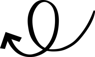 Kalın, siyah ok yukarı doğru kıvrılır ve kıvrılır. Devamlı büyümeyi, ilerlemeyi ve pozitif momentumu sembolize eder. Dinamik ve görsel olarak çekici bir şekilde.