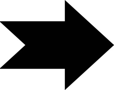 Sivri uçlu kenarı gösteren basit siyah ok, çeşitli grafik tasarım projelerinde yön veya ilerlemeyi göstermek için idealdir